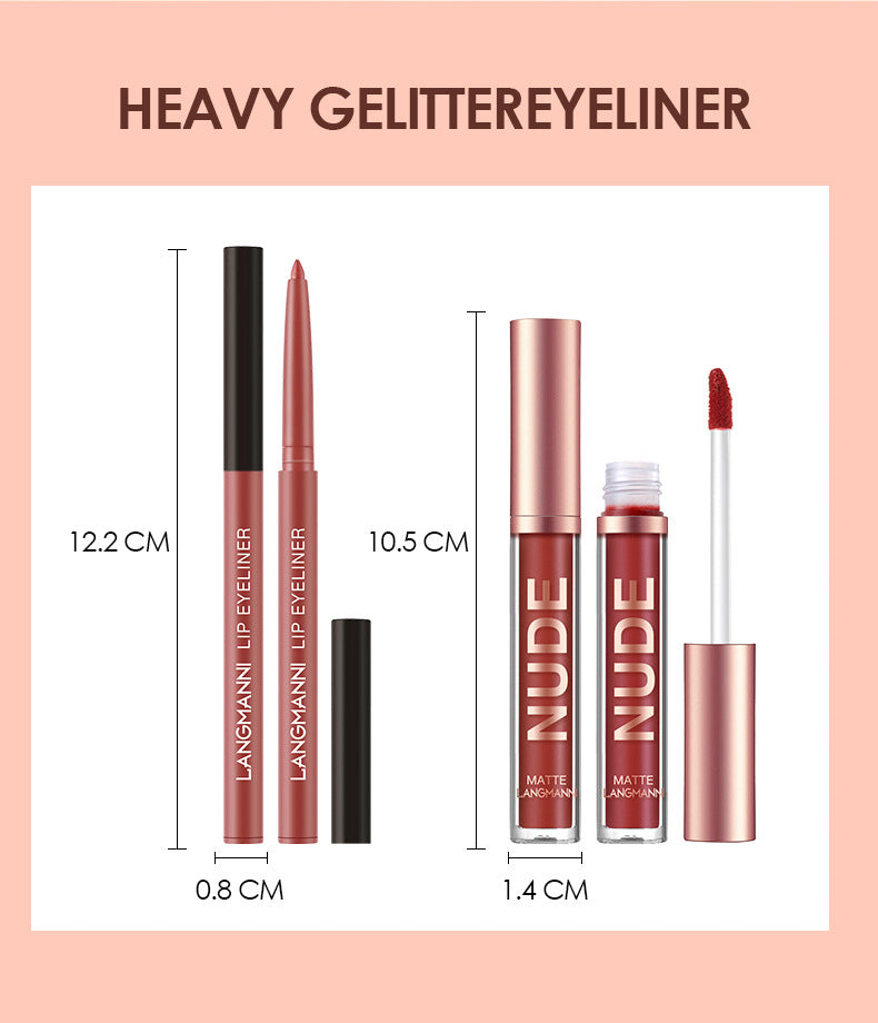 Lip Liner and Lipstick Makeup 12-Piece Set 6 Matte Lipstick 6 Liner Pens Waterproof Long Lasting Matte Lipstick Beauty Cosmetics Gift for Girls Lipstick (3)