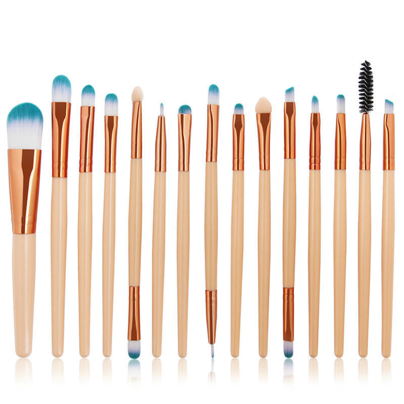 15-Piece of Champagne Makeup Brushes (3)