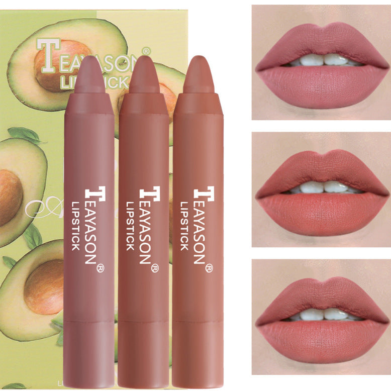 3-Piece of Matte Lipstick Matte Velvet Lipstick Pen Bean Paste Milk Tea Color Lipstick Crayons Lipstick Students (11)