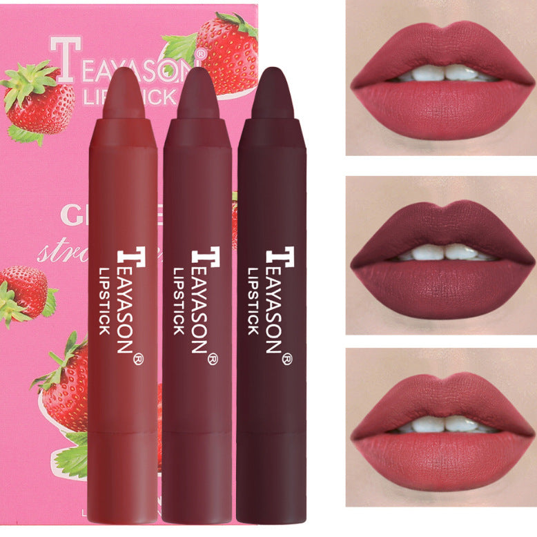 3-Piece of Matte Lipstick Matte Velvet Lipstick Pen Bean Paste Milk Tea Color Lipstick Crayons Lipstick Students (4)