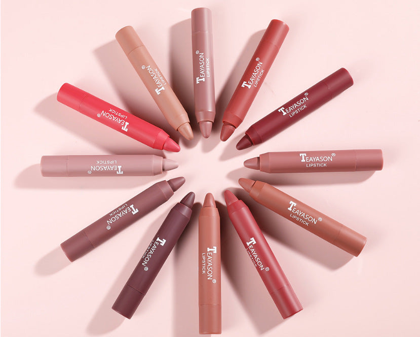 3-Piece of Matte Lipstick Matte Velvet Lipstick Pen Bean Paste Milk Tea Color Lipstick Crayons Lipstick Students (13)