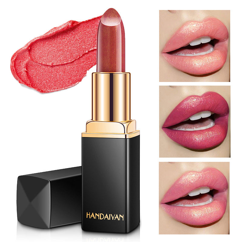 Shiny Metallic Lipstick Pearlescent Color Temperature Change Lipstick Gilt Lipstick (7)