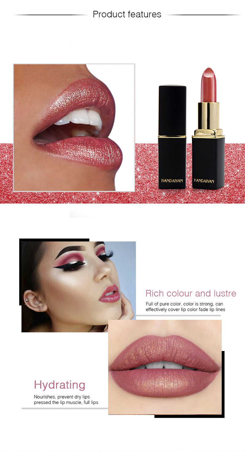 Shiny Metallic Lipstick Pearlescent Color Temperature Change Lipstick Gilt Lipstick (6)