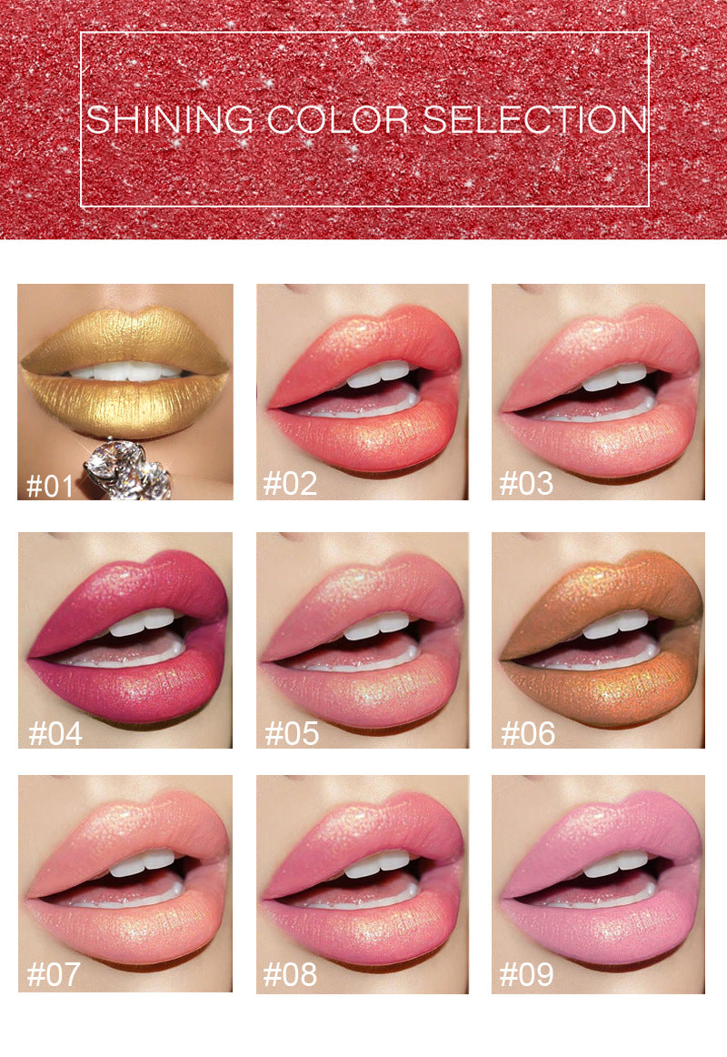 Shiny Metallic Lipstick Pearlescent Color Temperature Change Lipstick Gilt Lipstick (2)