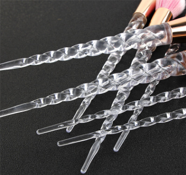 7 Crystal Makeup Brush Transparent Spiral Handle Horn Brush Set (7)