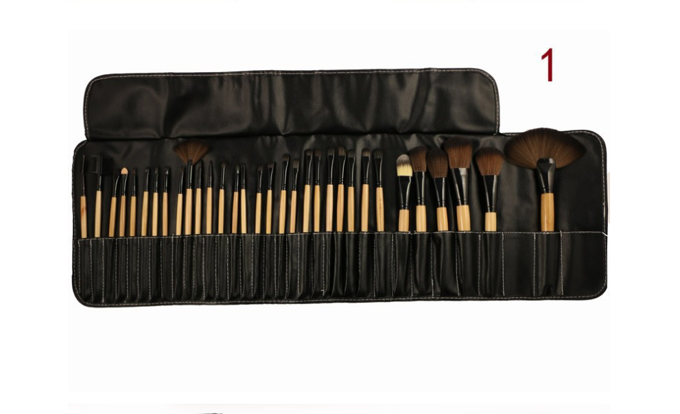 32 Black Wood Color Rayon Makeup Brush Set (5)
