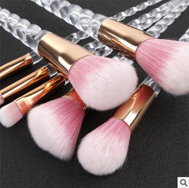 7 Crystal Makeup Brush Transparent Spiral Handle Horn Brush Set (2)