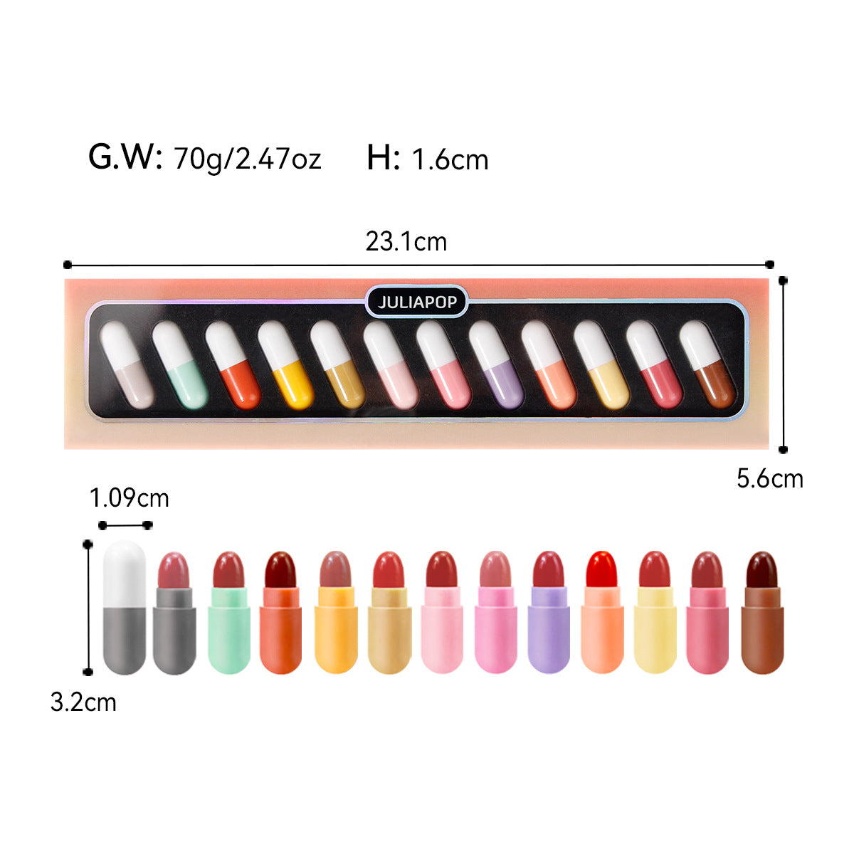 Capsule 12 Color Mini Lipstick Set (3)