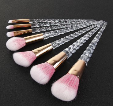 7 Crystal Makeup Brush Transparent Spiral Handle Horn Brush Set (1)