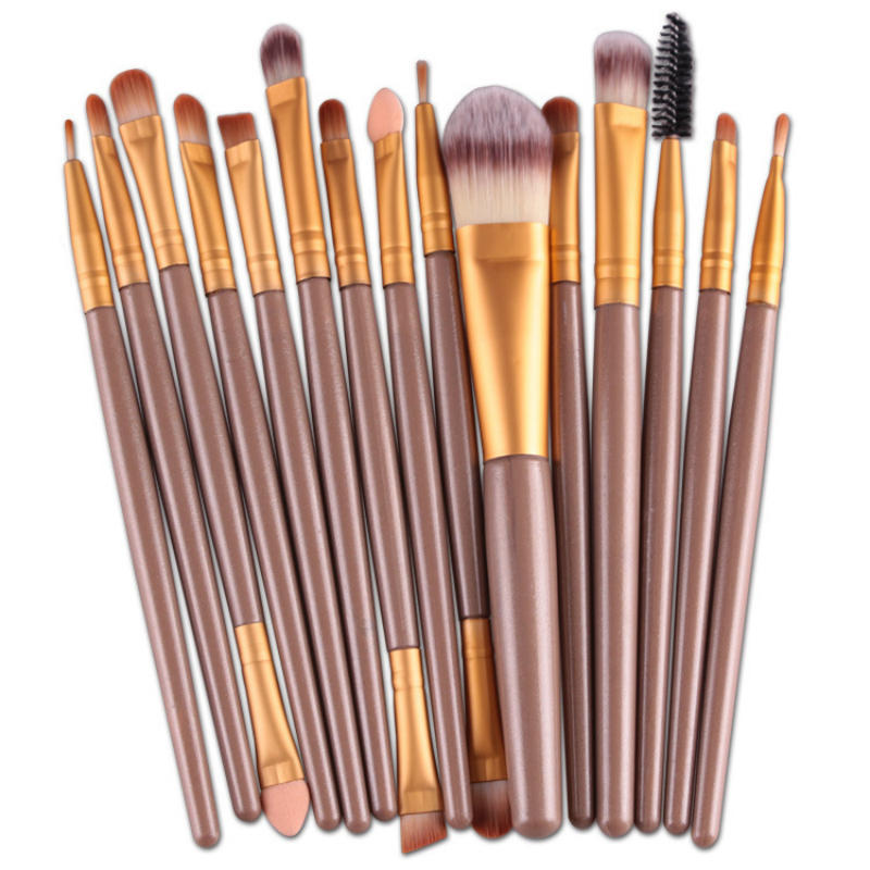 15-Piece of Champagne Makeup Brushes (2)
