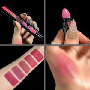 Matte 5-Color Lipstick Set Velvet Lip Stick Non-Stick Gloss Long Lasting Waterproof Red Lipstick