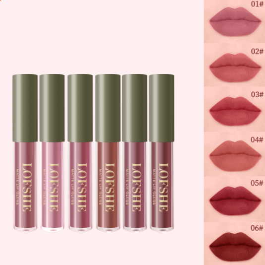 6 Colors Nonstick Cup Earth Matte Lipstick Glaze (4)