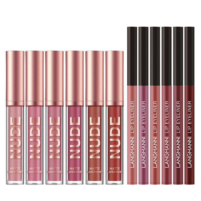 Lip Liner and Lipstick Makeup 12-Piece Set 6 Matte Lipstick 6 Liner Pens Waterproof Long Lasting Matte Lipstick Beauty Cosmetics Gift for Girls Lipstick (1)