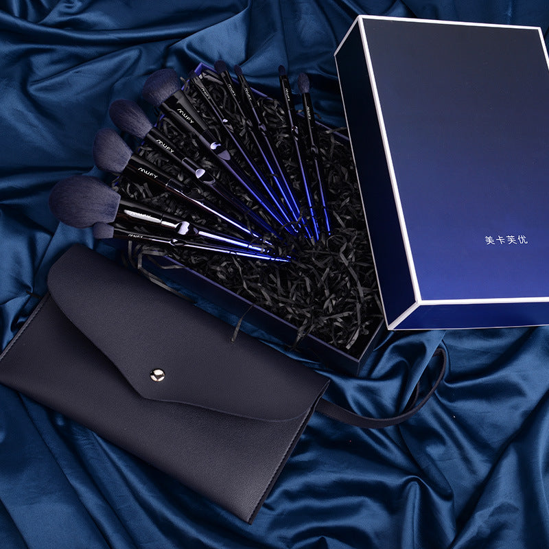 Blue 10-Piece Makeup Brush Set