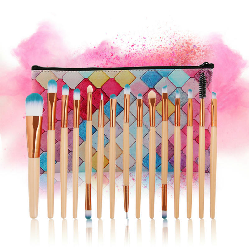 15-Piece of Champagne Makeup Brushes (1)