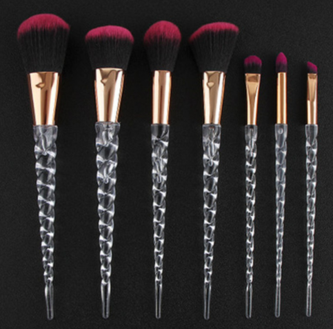 7 Crystal Makeup Brush Transparent Spiral Handle Horn Brush Set (3)