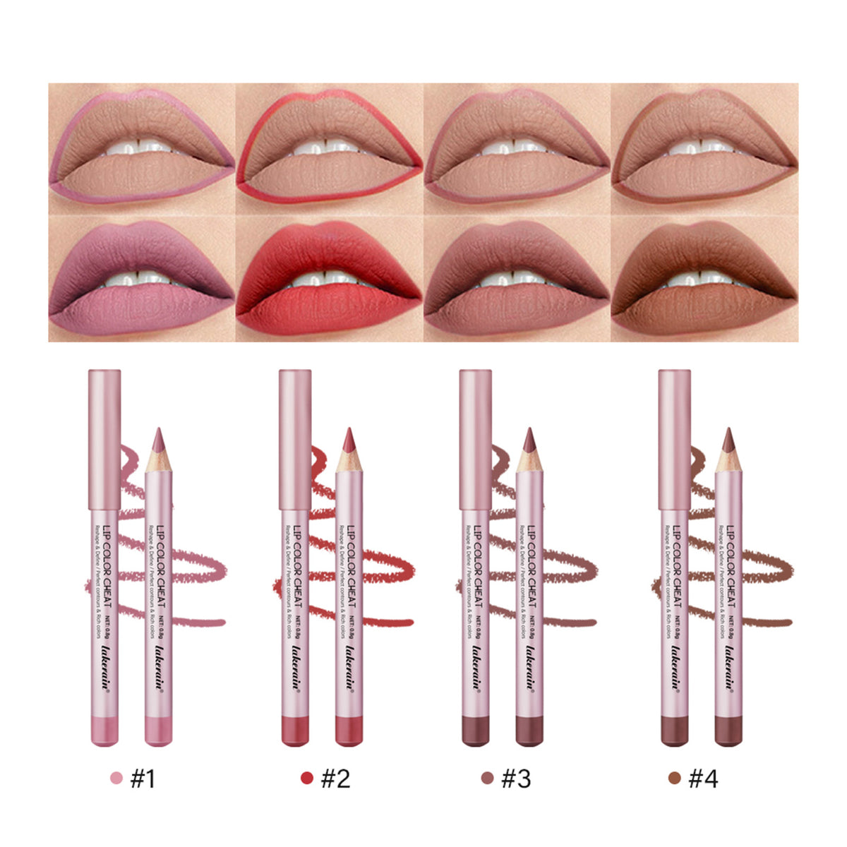 4-Piece Matte Lipstick Lip Liner (6)