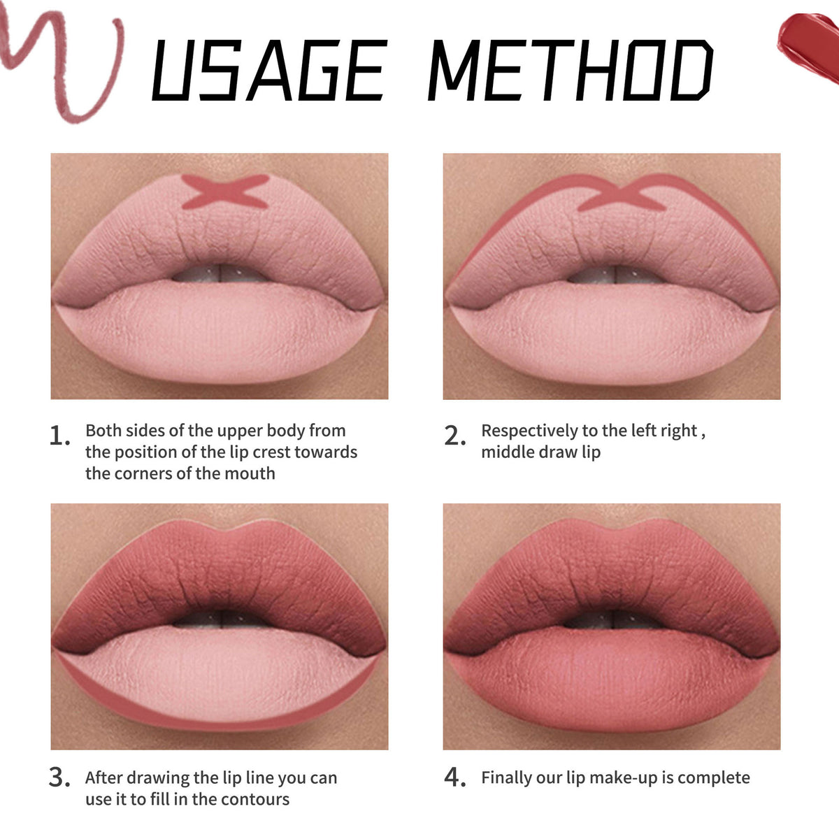 12 Color Matte Lipstick Lip Liner Suit (2)