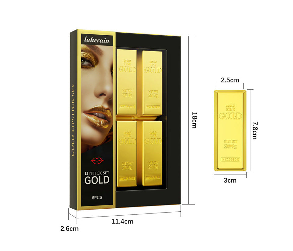 Lipstick Kit Gold Bar Makeup Set (6)