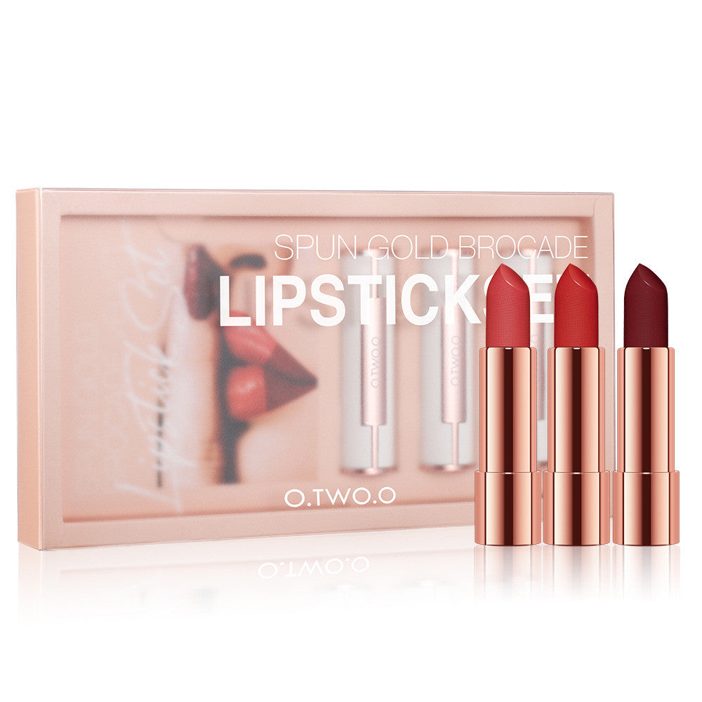 Gold Silk Brocade Velvet Lipstick Set Combination (1)
