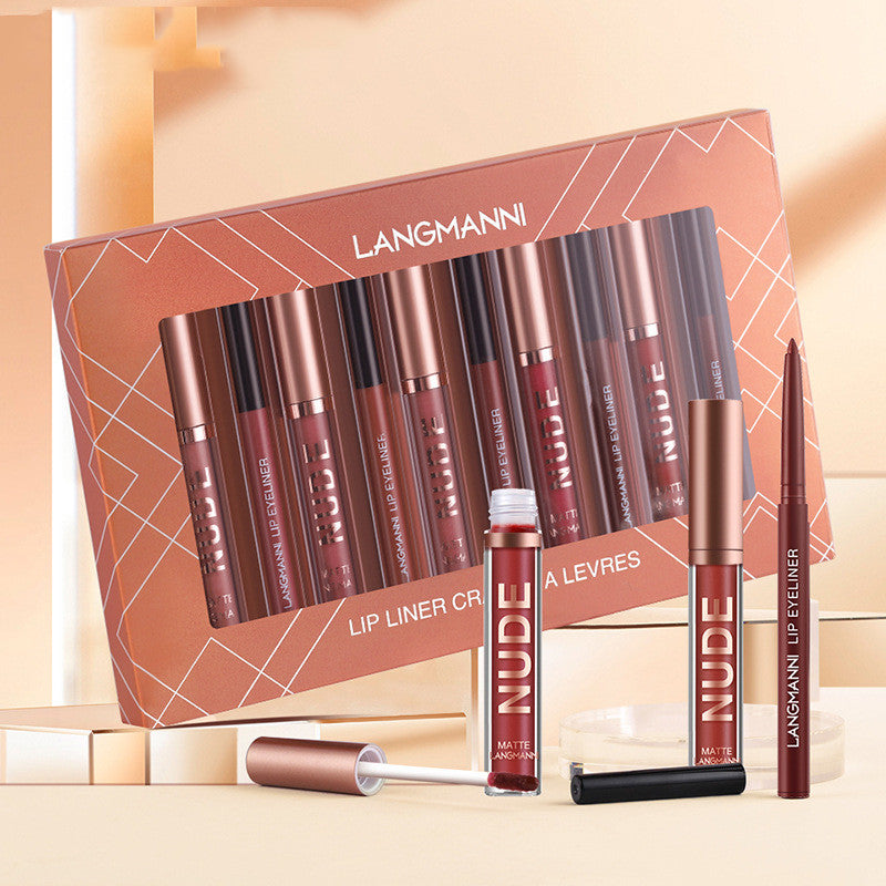 Lip Liner and Lipstick Makeup 12-Piece Set 6 Matte Lipstick 6 Liner Pens Waterproof Long Lasting Matte Lipstick Beauty Cosmetics Gift for Girls Lipstick (4)