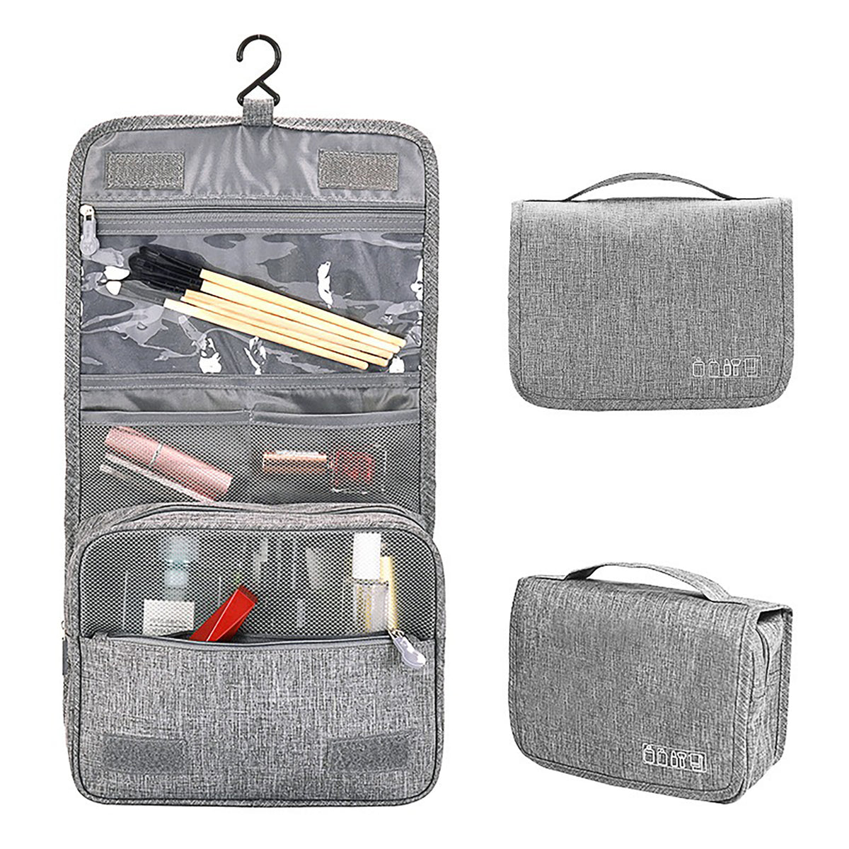 Travel Hanging Toiletry Bag Travel Kit Shaving Bag Waterproof Large Makeup Bag Wash Bag Organizer Cosmetic Case Puffy Bag Organizer Carry-On Travel Accessories (1)